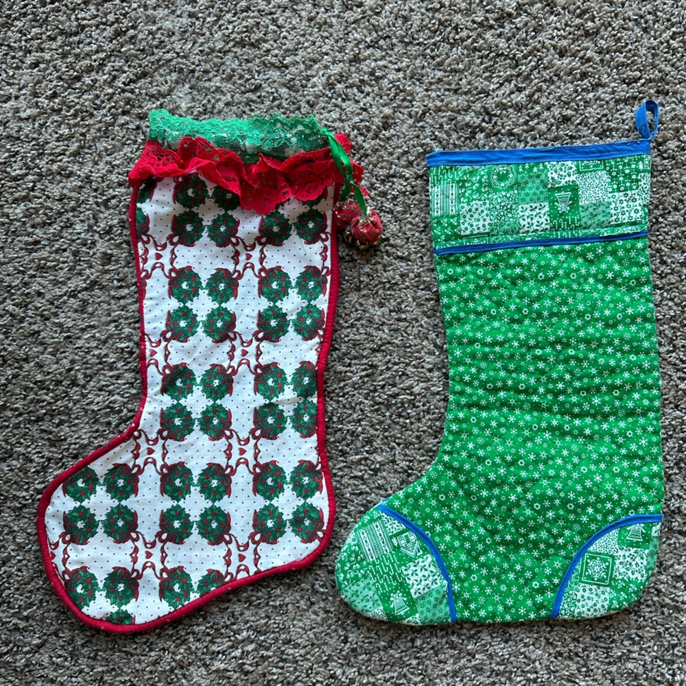 Festive Green and Red Christmas Stockings